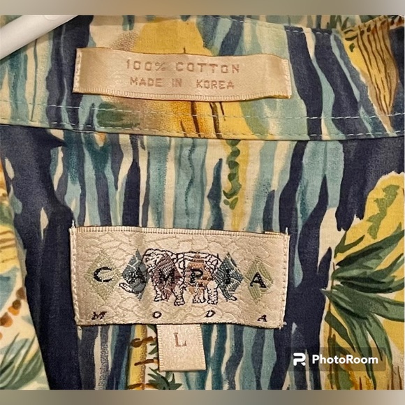 (V) VTG Moda Campia Men shirt short sleeve hawaiian style sz L SUPER RARE - Picture 3 of 3